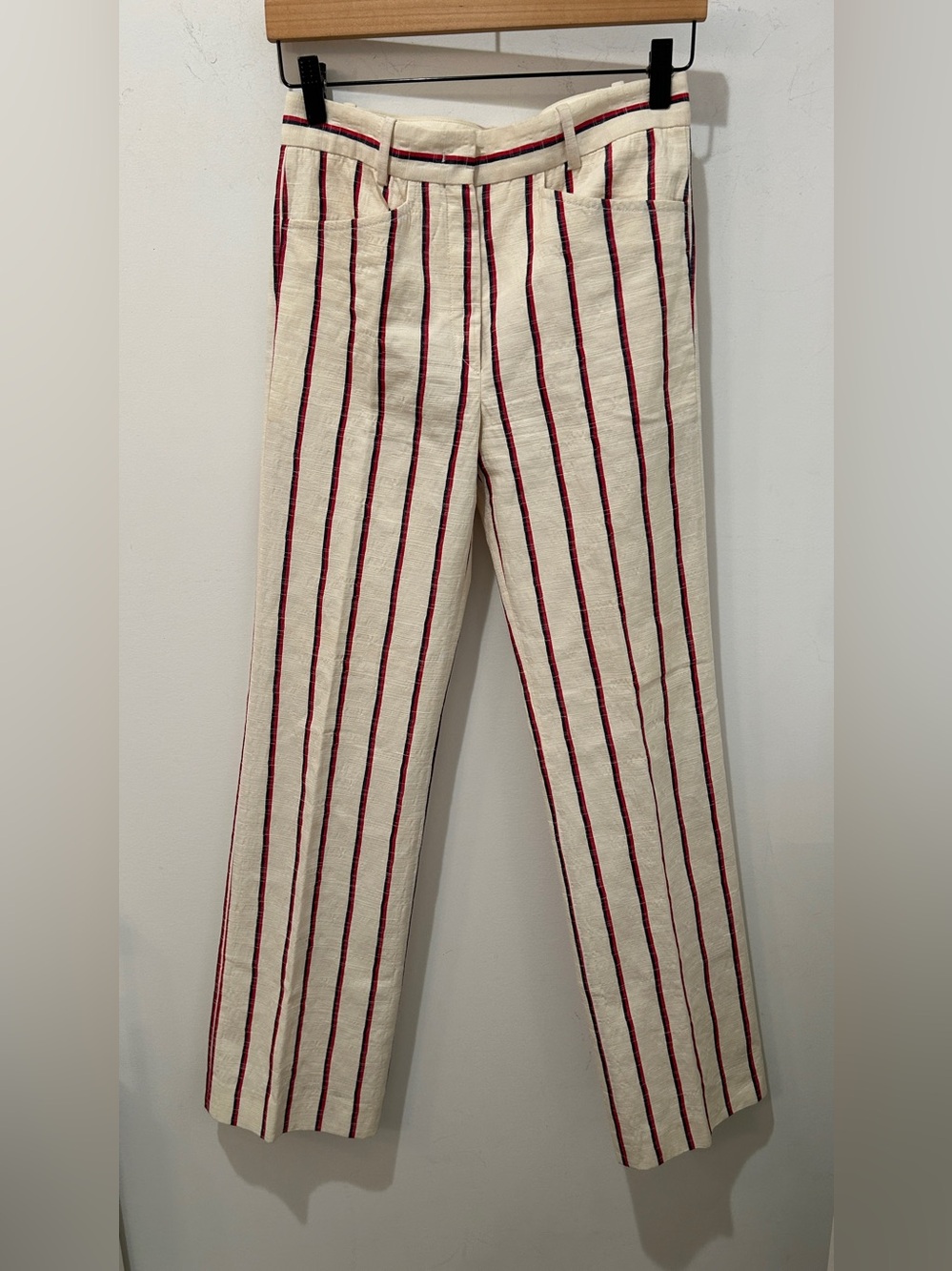 Isabel Marant Cream Trousers with Red Pinstripes
